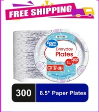 Great Value Disposable Paper Plates, 8.5", 300 Count