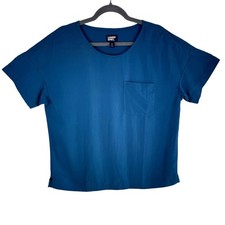 Lands' End Blue Short Sleeve Round Neck Lightweight Scrub Top Size M