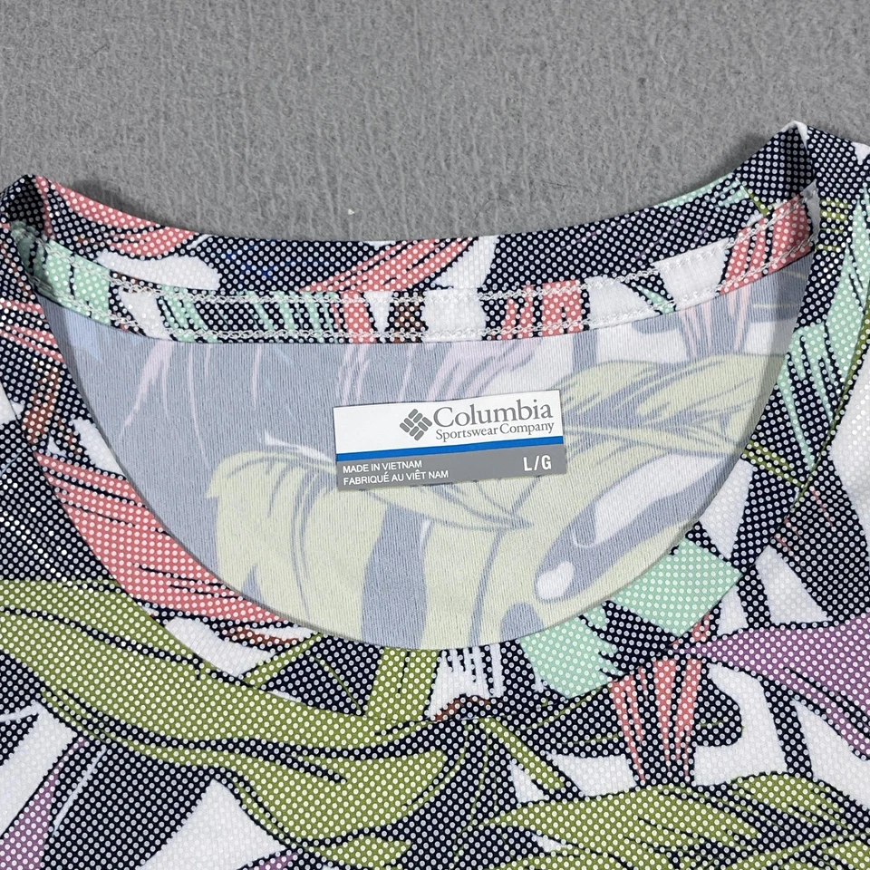 Camisa Columbia Feminina Grande Multicolorida Estampa Tropical Omni-Shade Manga Longa - Imagem 3 de 4