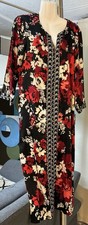 VINTAGE OSCAR DE LA RENTA PINK LABEL FLORAL CAFTAN DRESS BLACK RED WHITE SMALL