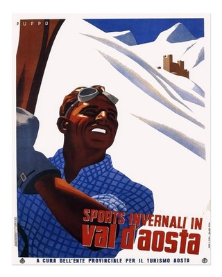 Vintage Skiing Wall Art Poster - Winter Sports in Val d'Aosta