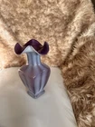 Fenton Glass  Ombre Two-toned Ruffle Vase Cased Overlay Plum And White