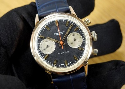 BREITLING TOP TIME 36 mm Chronograph Ref. 2000 Tritium Panda 1965 gold plated