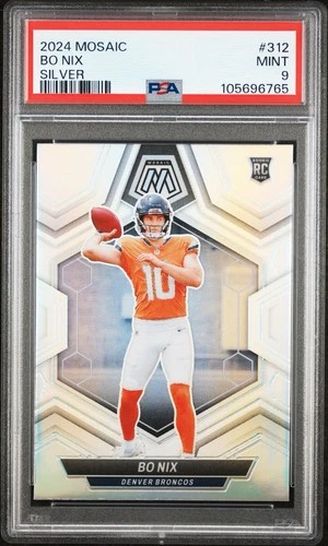 2024 Panini Football Mosaic Bo Nix Silver Rookie Prizm #312 PSA 9