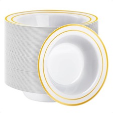 Plastic Bowls with Gold Rim for Parties