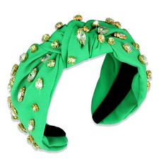 St.Patrick's Day Headbands Green Rhinestone Knotted Hairband Sparkling Crysta...