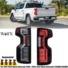 Sequential Clear Lens Tail Lights For 2019-2025 Chevy Silverado 1500 Rear Lamps