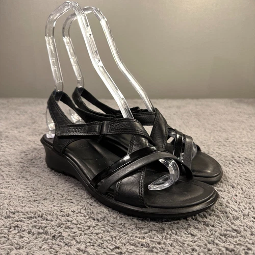 Ecco Felicia sandali donna 39 neri pelle cinturino slingback zeppa minimal