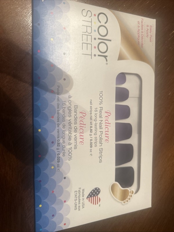 Color Street Pedicure Nail Polish Strips: Evening Sky (Purple Shimmer) Open Box