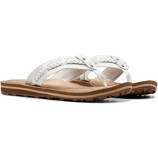Clarks Women's 9M White Fenner Nerice Braided Flip-Flop Sandals Summer BR12-12