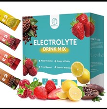 Sugar Free Electrolyte Powder Mix Sports Drink Hydration 16 Packets 4-Flavour
