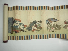 Japanese Woodblock Print Picture Scroll: Shunga, Erotic