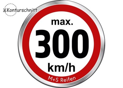 12 x Geschwindigkeits-Aufkleber für M+S Winterreifen - max. 300 km/h Ø 30 mm