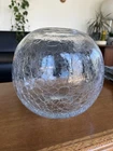 Large Vintage Blenko 10” Round Crackle Glass Globe Orb Vase 7928L Fishbowl