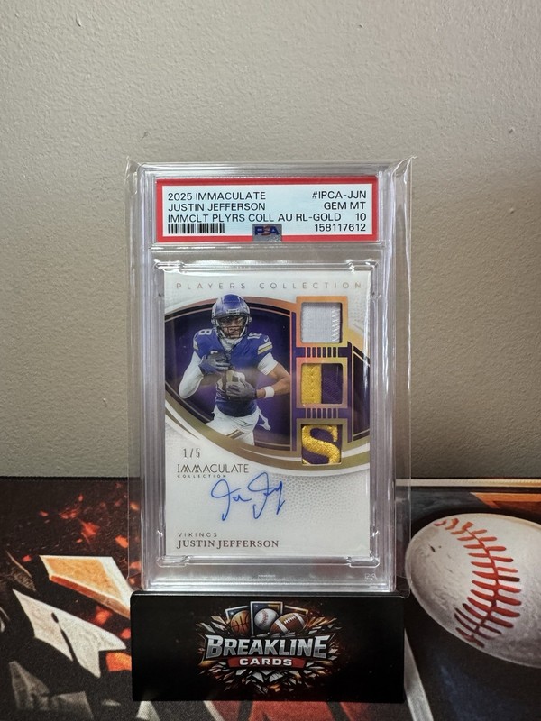 2025 Immaculate Justin Jefferson PSA 10 Gold Patch Auto 1/5. EBAY 1/1 !!!!