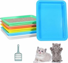 6 Pcs Low Entry Litter Box Set with Scooper for Small Pets, 9.65x7.28x1 inches