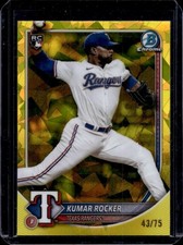 2025 Bowman Chrome Sapphire Kumar Rocker RC Yellow Refractor #/75 Rangers