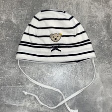 STEIFF Mütze Bindemütze  Größe 51 weiß blau Streifen Baumwolle leicht gefüttert