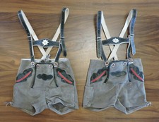OLD MATCHED PAIR TWINS? GENUINE DUTCH /GERMAN BOYS LEDERHOSEN REAL SUEDE LEATHER