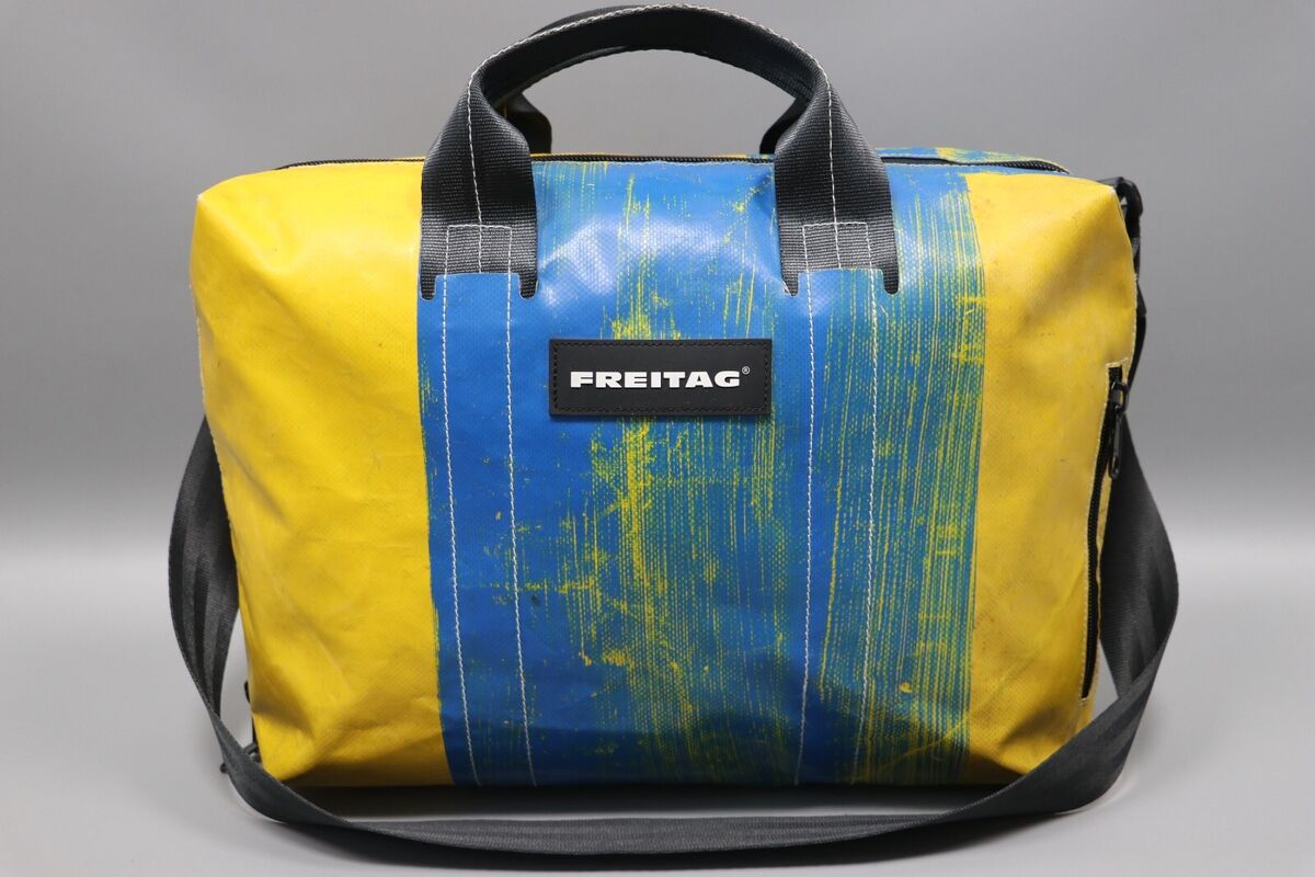 FREITAG F77 BEN Recycled Blue/Yellow PVC Crossbody Messenger FREITAG F77 BEN Recycled Blue/Yellow PVC Crossbody Messenger