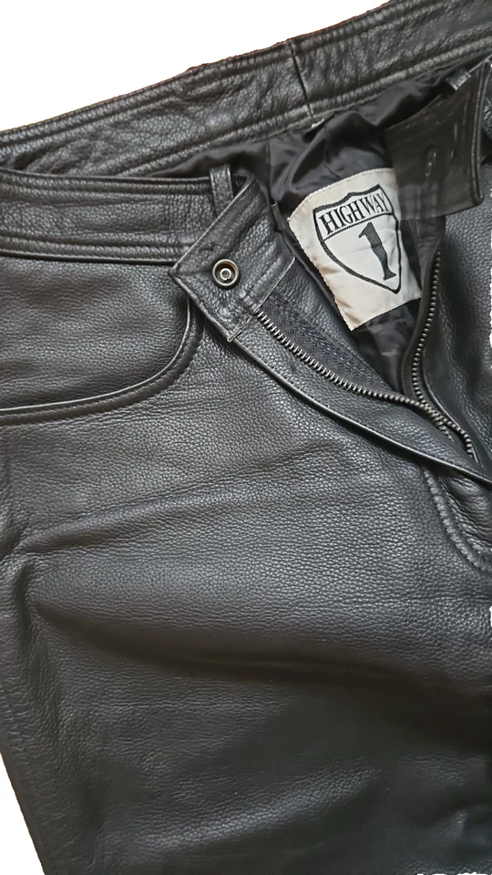 HIGHWAY1 DAMEN BIKER LEDERHOSE GRÖẞE:42 SCHWARZ NEUWERTIG WIE NEU - Bild 3 von 4