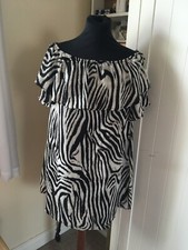 pretty little thing Black Decorative Bardot mini dress beach wear  Sz 10