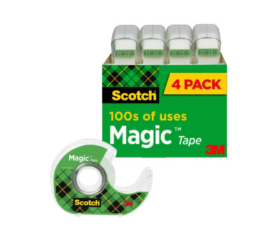 Scotch Magic Tape Dispensers, 3/4 in. x 500 in., 4 Tape Dispensers