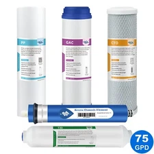 5 Stage 75 GPD RO Under Sink Reverse Osmosis System Water Filter Replacement Set