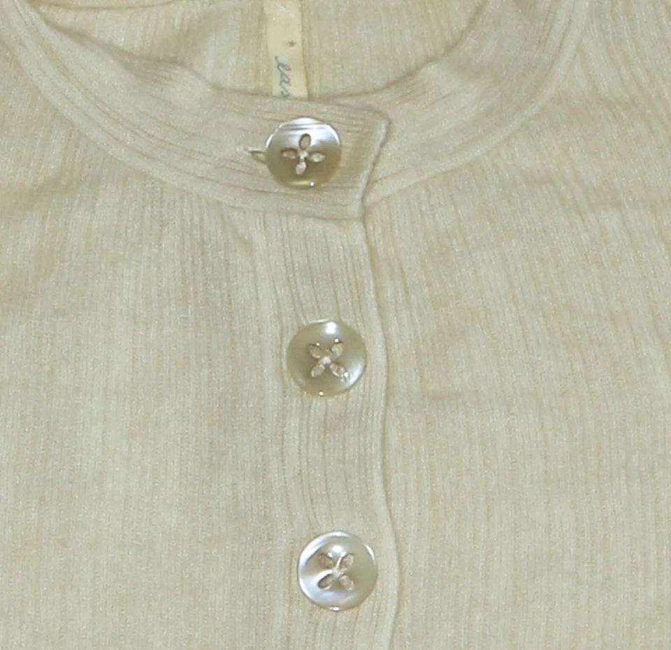 EASEL Ivory Cashmere 5 Button Pullover 3/4 Slvs 39 In Chest 22 In Long Sz L? EXC - Image 4 of 4