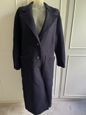 Harris Wharf London Navy Wool Overcoat Sz It 42 Uk 10 Rrp £635