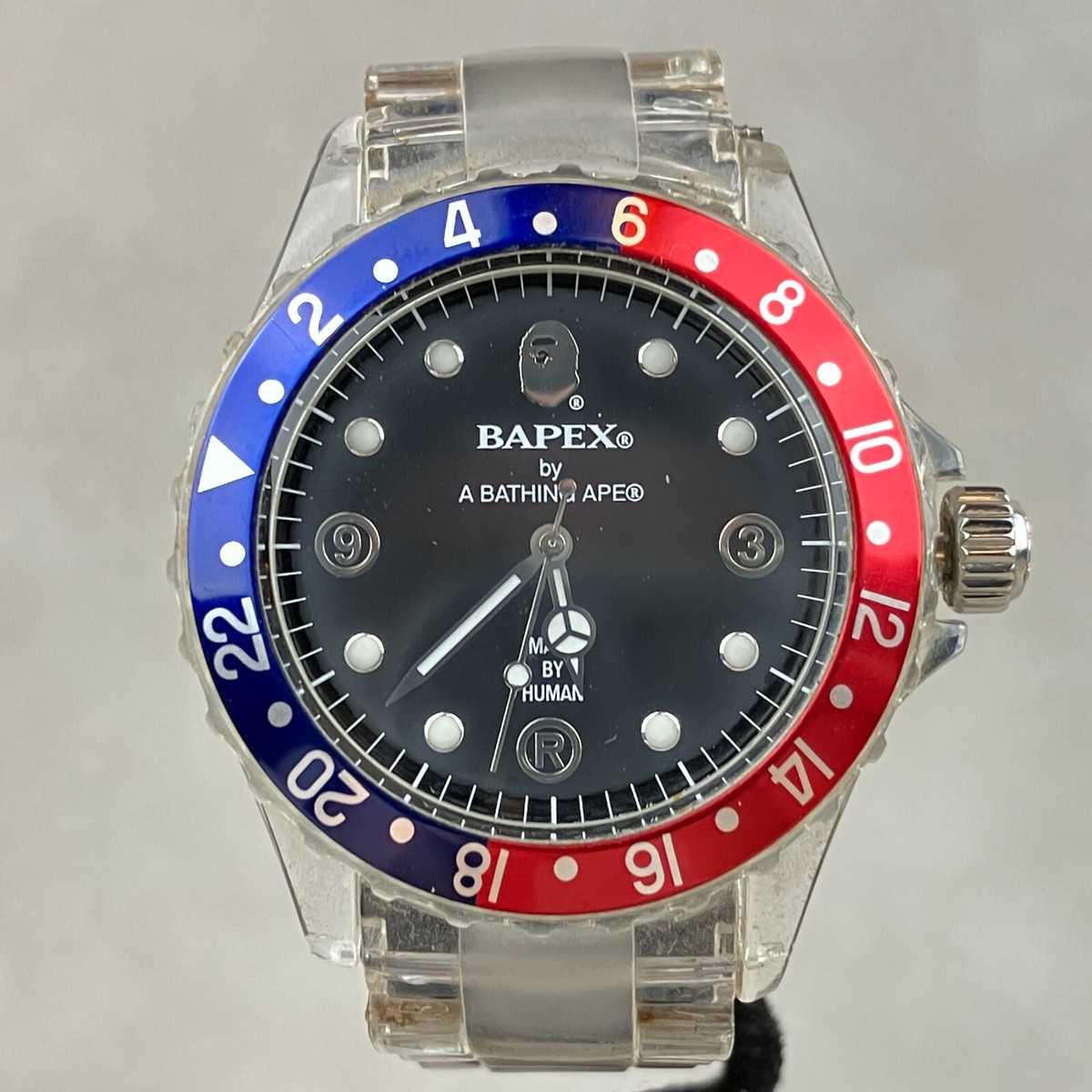 RARE A Bathing Ape Bapex 2009 Clear Pepsi Bezel Men's Watch RARE A Bathing Ape Bapex 2009 Clear Pepsi Bezel Men's Watch