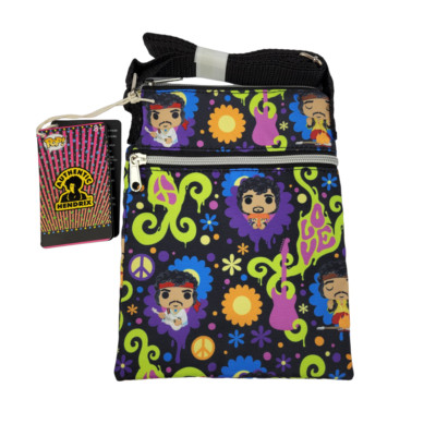 Jimi Hendrix Passport Crossbody Bag Peace Sign Love HIppie Flowers