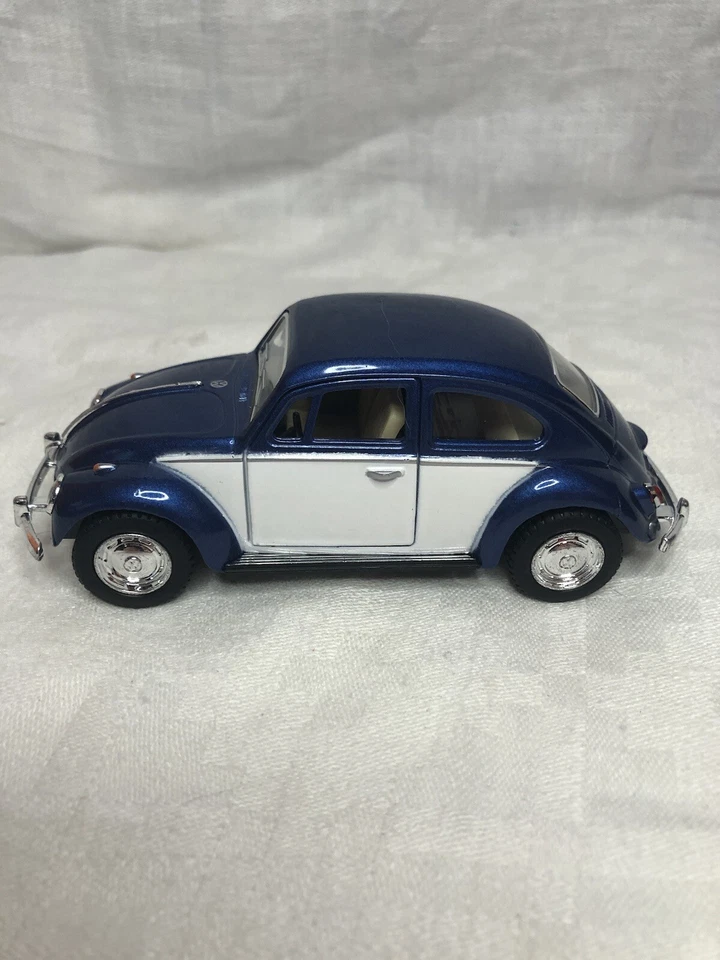 Volkswagen Escarabajo Clásico 1967 Kinsmart Azul y Blanco Dos Tonos Coche Escala 1:32 Foto 2 de 4