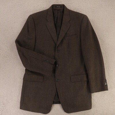 VTG Calvin Klein Jacket M MT Gray Barleycorn 100% Wool Worsted Blazer 40L