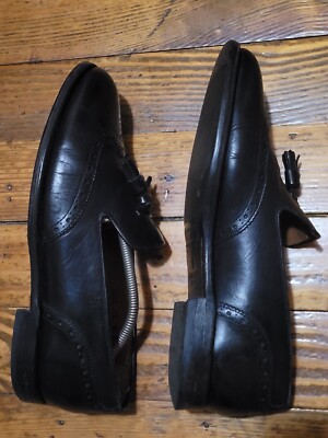 GRENSON Black Leather Tassel Loafers Shoes Men 9 Made In England Merlin | Loafers for Men in Black Dipped Leather | Grenson main image 4