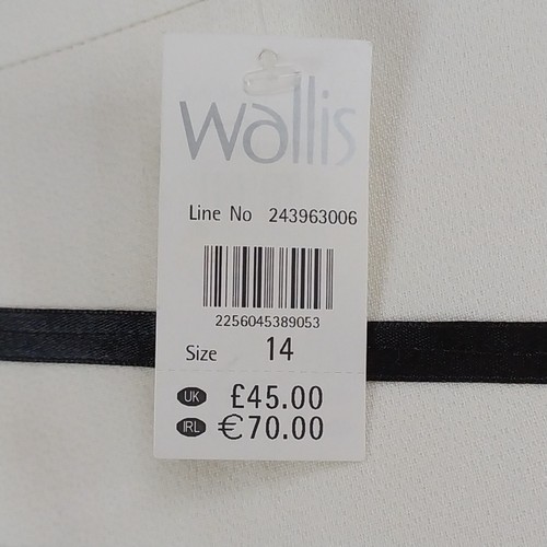 Falda midi Wallis para damas nueva con etiquetas crema con detalles de lazo negro forrada talla 14 del Reino Unido - Imagen 4 de 19