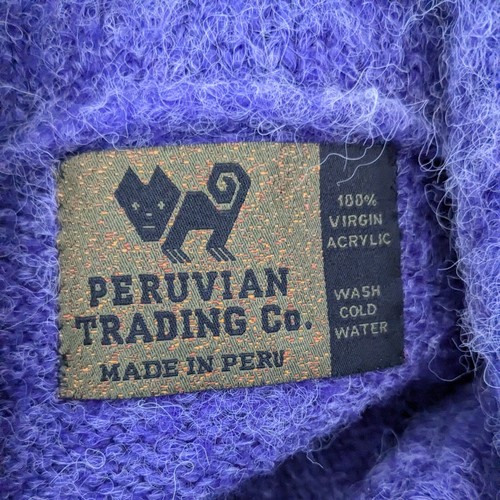 Peruvian Trading Company Strickjacke Pullover flauschiger Kragen lila warm Boho M/L - Bild 8 von 10