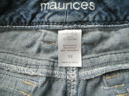 Maurices DENIM Distressed JEAN SHORTS Rhinestone bling Thick Stitch Juniors 5/6 - Picture 4 of 4