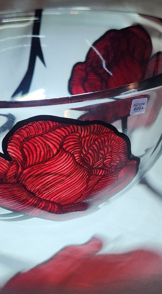 Kosta Boda Large Red Rose Tattoo Print Decorative Bowl *Signed | eBay