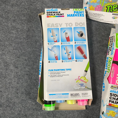 RoseArt Washable Sidewalk Chalk Paint Neon Jumbo Markers Count