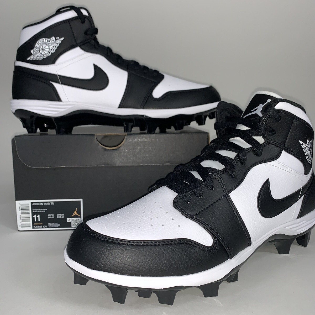 Jordan 1 Alpha Menace Mid Football Cleats Mens White Black Jordan 1 Alpha Menace Mid Football Cleats Mens White Black