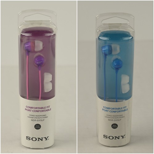 Sony Fashion Color EX Series Earbuds MDR-EX15LP Noise Isolation Purple OR Blue