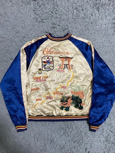 Okinawa Sukajan Souvenir Reversible Embroidery Jacket M Military Bruno Mars - Picture 3 of 15