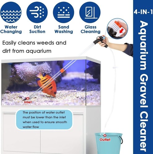 Aquarium Cleaner Kit Vacuum Pump Gravel Water Cleaning Fish Tank Siphon Cleaner - Picture 7 of 15