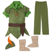 NWT Disney Store Peter Pan Boys Costume Jacket Pants Boot Cover 4,5/6,7/8,9/10