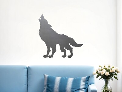 Wolf Howling Silhouette Metal Art Wall Sign Hunting Cabin Lodge Decor Gift Idea