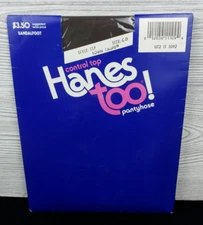NEW VTG Hanes Too Control Top Pantyhose Sandalfoot Town Taupe Size CD 137 1988