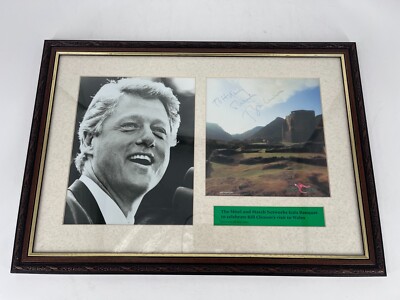 Handsigniertes & gerahmtes Bill Clinton Autogramm - 42. US-Präsident Wales Besuch 2001