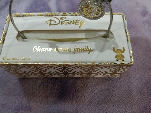 Disney Lilo & Stich Ohana Means Family flower bangle bracelet stainless steel - Picture 5 of 5