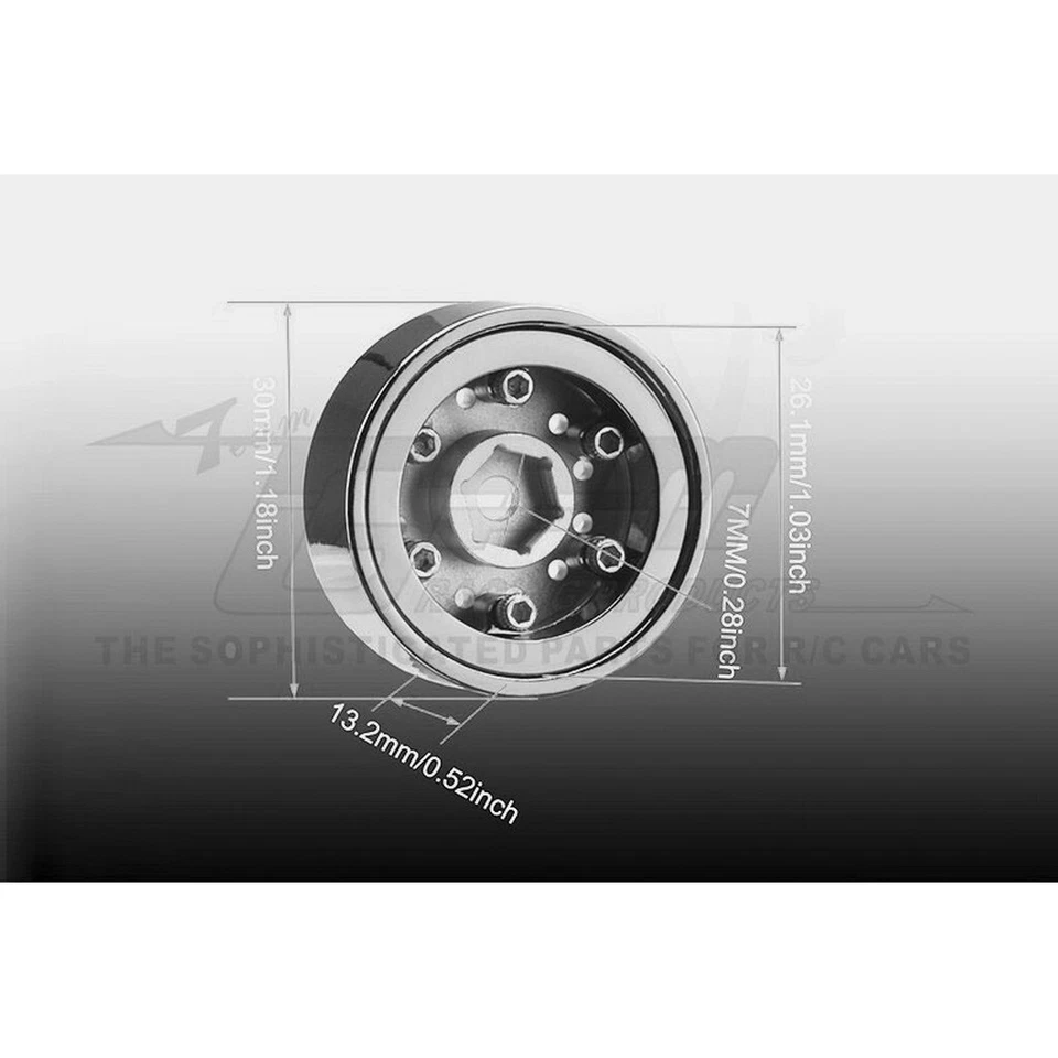 GPM TRX4MZSP1220S Beadlock 1.0 12-Loch-Felgen Alu silber 26,1x13,2mm (4) - Bild 2 von 2